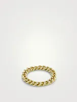 Baby Link 18K Gold Ring With Pavé Diamonds
