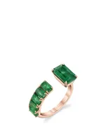 18K Rose Gold Floating Emerald Ring