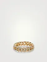 Mini Link 18K Gold Ring With Pavé Diamonds