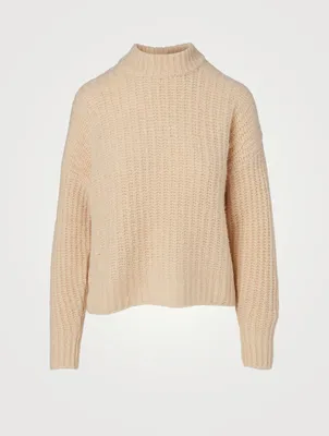 Ribbed Cashmere Mockneck Sweater
