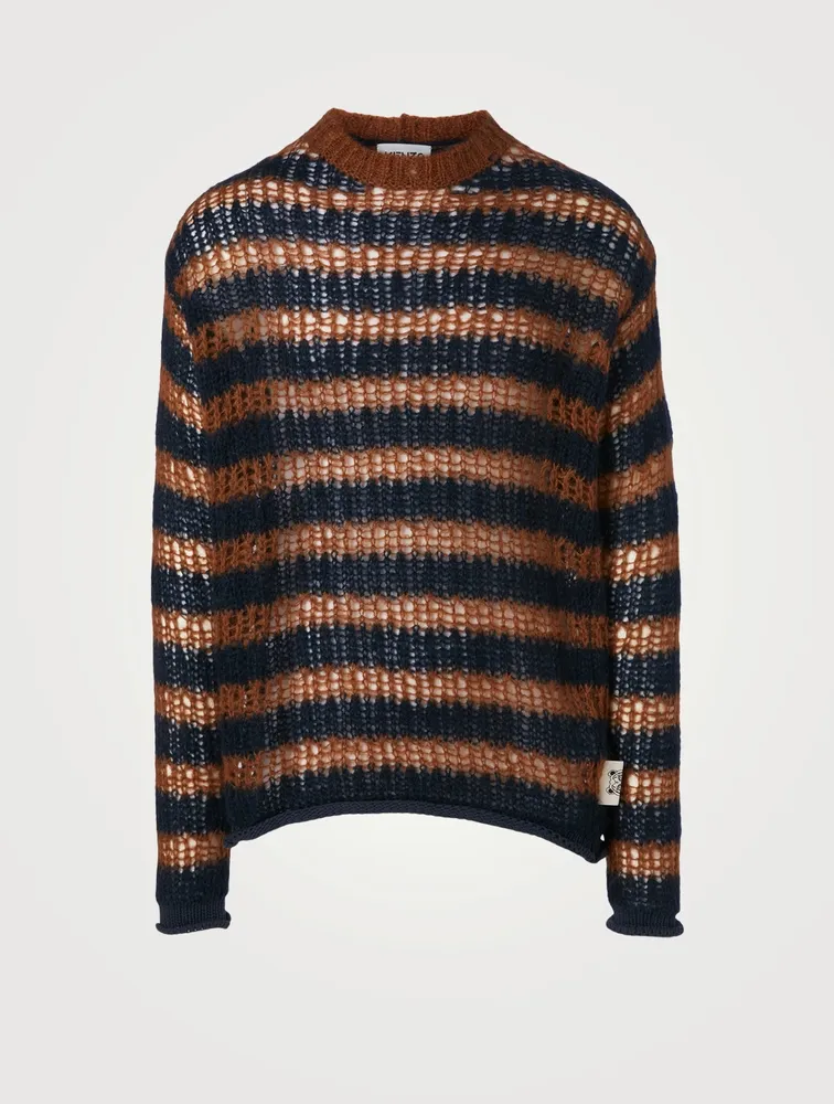 Mohair-Blend Oversized Sweater Striped Print