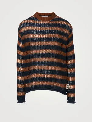 Mohair-Blend Oversized Sweater Striped Print