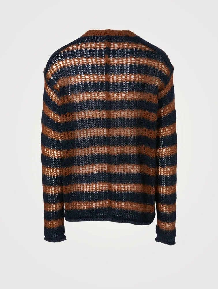 Mohair-Blend Oversized Sweater Striped Print