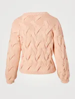 Cotton-Blend Cable-Knit Sweater