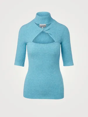 Wool-Alpaca Blend Knit Twisted Turtleneck Sweater