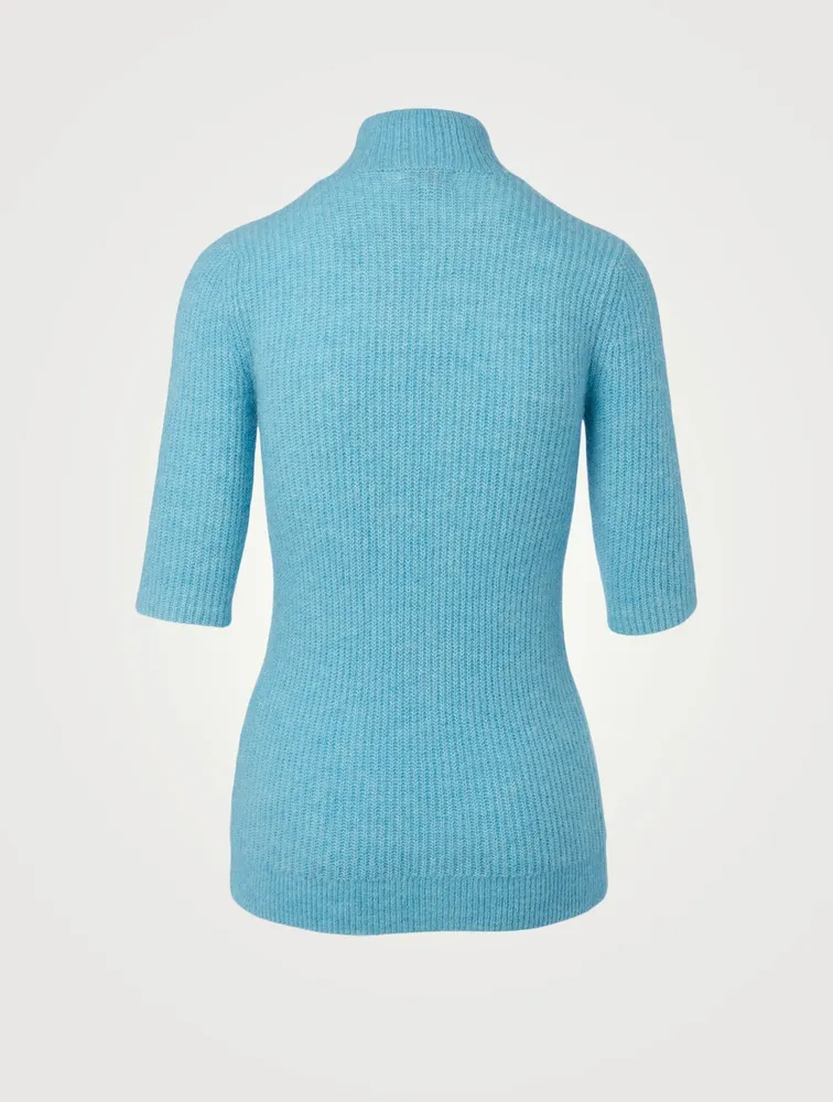 Wool-Alpaca Blend Knit Twisted Turtleneck Sweater