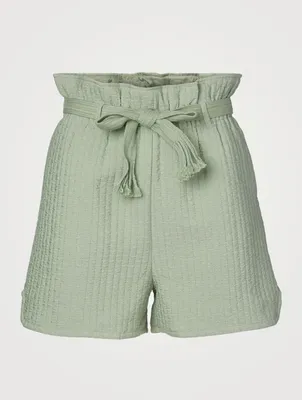 Ember Quilted Belted Paper-Bag Shorts