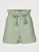 Ember Quilted Belted Paper-Bag Shorts