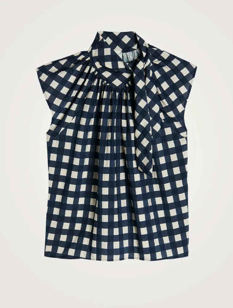 Bow Detail Top Gingham Print