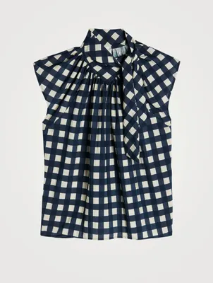 Bow Detail Top Gingham Print