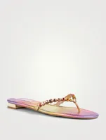 Tequila Crystal Metallic Leather Thong Sandals