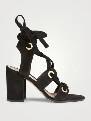 Ibiza 85 Suede Ankle-Tie Heeled Sandals