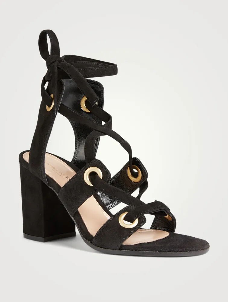 Ibiza 85 Suede Ankle-Tie Heeled Sandals