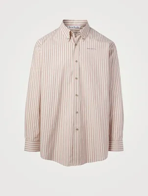 Cotton Relaxed-Fit Shirt Striped Print