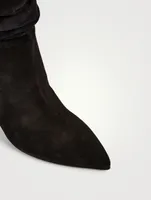 Slouchy Suede Heeled Mid-Calf Boots
