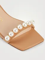 Nudistjune Leather Heeled Sandals With Pearls