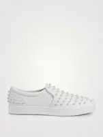 Goldie Leather Slip-On Sneakers With Pearls