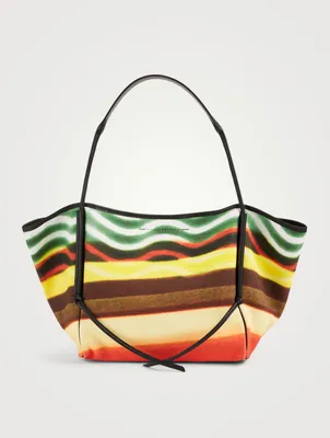 Leather Tote Bag With Stripe