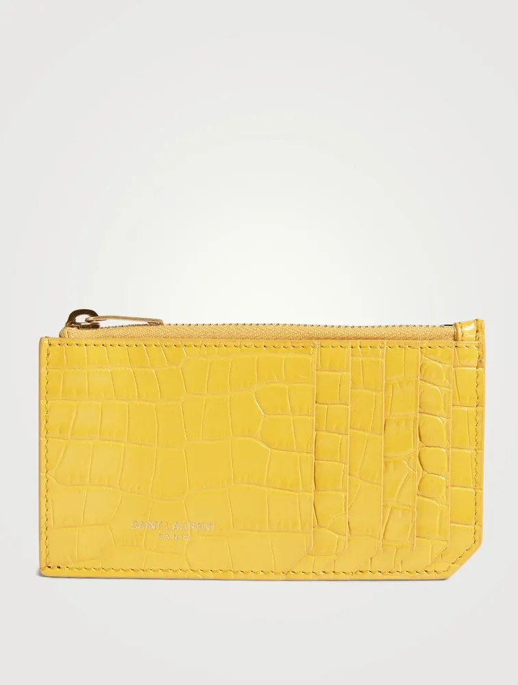 Fragments YSL Monogram Croc-Embossed Leather Card Holder