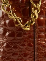 Croc-Embossed Leather Bucket Bag