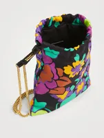 Satin Drawstring Chain Pouch In Floral Print