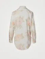 Cotton-Blend Shirt Striped Floral Print