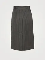 Linen-Blend Midi Skirt Striped Print