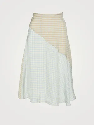 Voluminous Midi Skirt Gingham Print