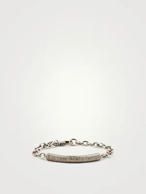 Silver Link Chain Bracelet With Diamonds