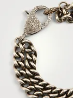 Silver Double Chain Bracelet With Diamonds