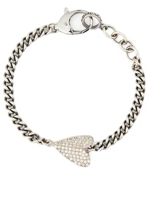Silver Fold Heart Bracelet With Diamonds