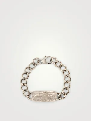Silver ID Bracelet With Diamonds