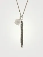 Silver Starburst Dog Tag Fringe Necklace With Diamonds