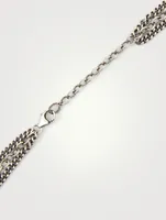 Silver Triple Layer Chain Necklace With Diamonds