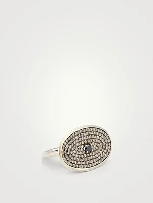 Silver Evil Eye Ring With Diamonds