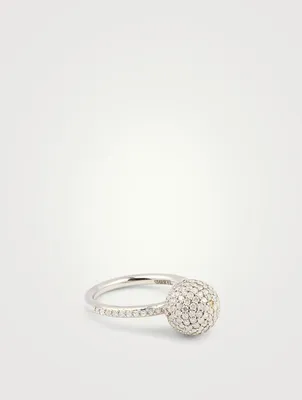 Silver Ball Ring With Diamonds