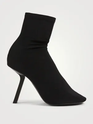 Stretch Technical Knit Heeled Ankle Boots