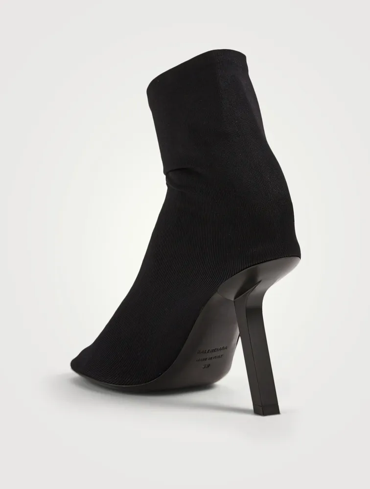 Stretch Technical Knit Heeled Ankle Boots