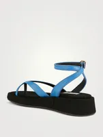 X Ankle-Strap Leather Platform Sandals