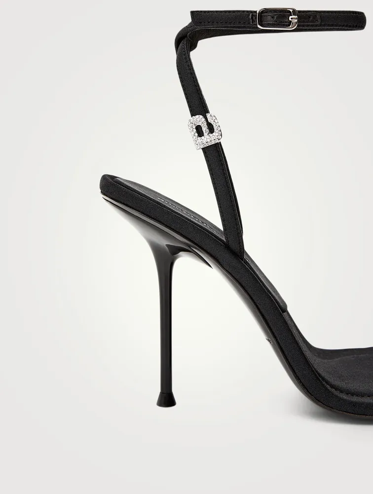 Julie Lycra Heeled Sandals With Crystal Logo