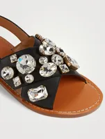 Fusbett Leather Slingback Sandals With Crystals