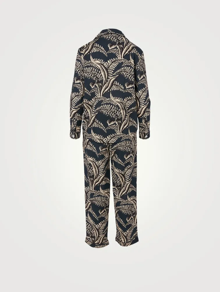 Cotton Pyjama Pant Set Fern Print