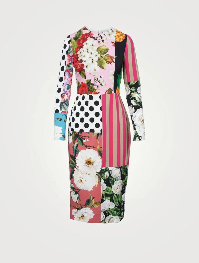 Charmeuse Midi Dress Patchwork Print