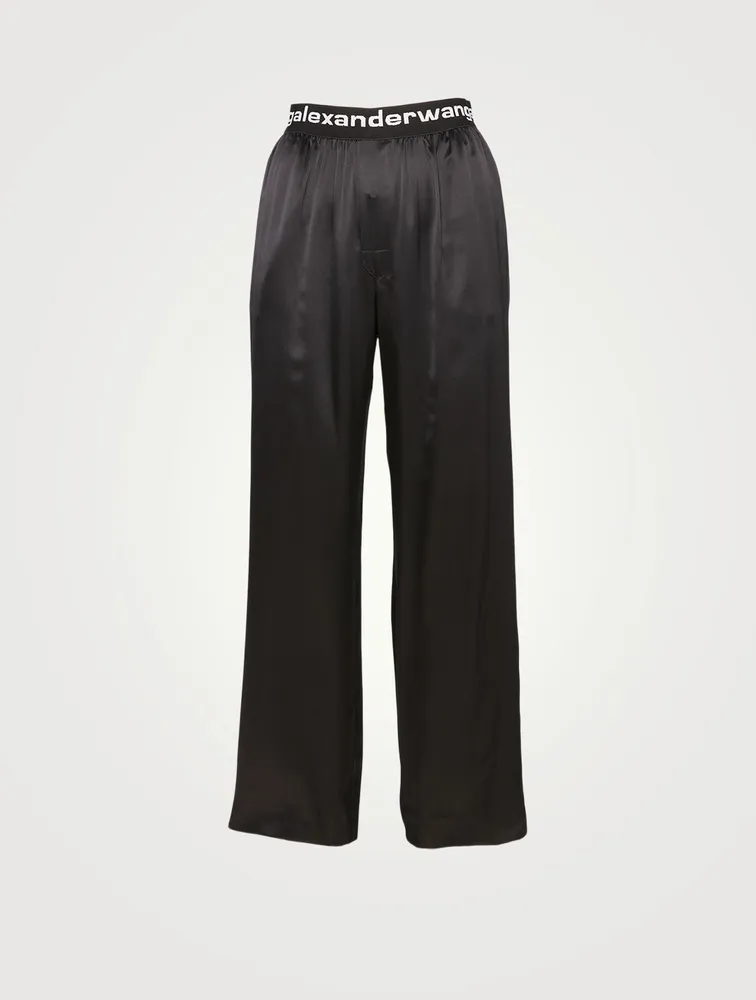 Silk Pants With Logo Waistband