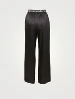 Silk Pants With Logo Waistband