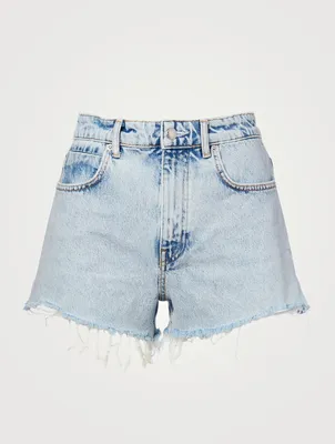 High-Waisted Denim Shorts With Dipped Back