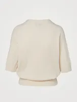 Cotton And Silk Elbow-Sleeve Wrap Top
