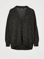 Linen-Blend Cardigan With Dropped Back