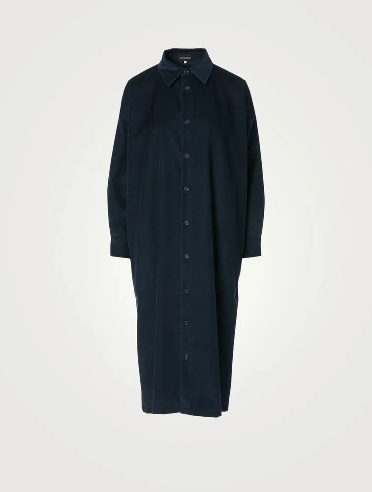 Corduroy Wide A-Line Shirt Dress