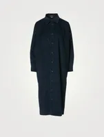 Corduroy Wide A-Line Shirt Dress